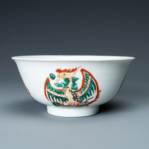 A Chinese famille verte 'phoenixes' bowl, Chenghua merk, Kangxi — 照片 1
