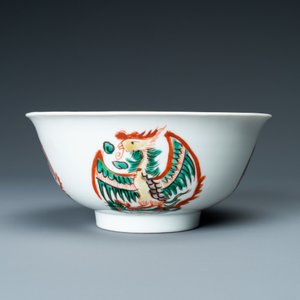 A Chinese famille verte 'phoenixes' bowl, Chenghua merk, Kangxi — 照片 5