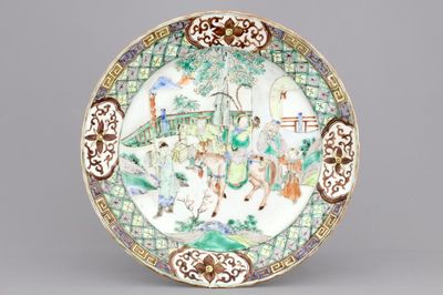 A Chinese famille verte porcelain plate, 19th C.