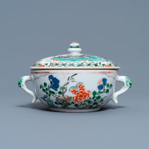 A Chinese famille verte porringer bowl and cover, Kangxi — photo 2