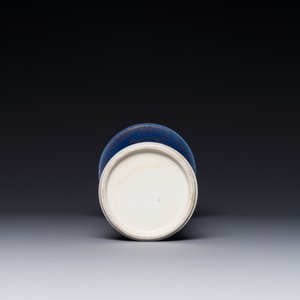 A Chinese famille verte powder-blue-ground 'court lady' beaker vase, Kangxi — photo 3