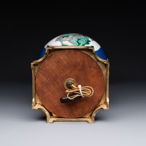 A Chinese famille verte  powder-blue-ground 'mythical animal' vase with gilt bronze lamp mounts, 19th C. — photo 6