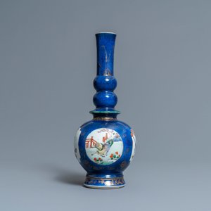 A Chinese famille verte powder blue-ground vase, Kangxi — 照片 3