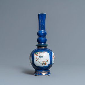A Chinese famille verte powder blue-ground vase, Kangxi — 照片 4