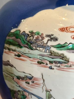 A Chinese famille verte powder blue-ground vase mounted as lamp, 19th C. — photo 19