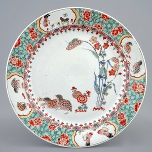 A Chinese famille verte quails plate, Kangxi — 照片 1