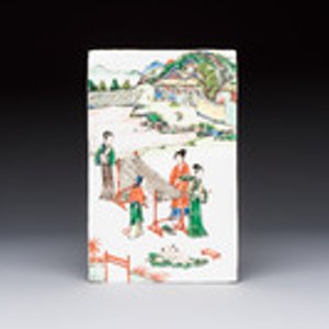 A Chinese famille verte 'Rice and Silk Production' plaque, 19th C. — foto 2