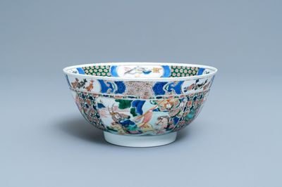 A Chinese famille verte 'Romance of the Western Chamber' bowl, Kangxi