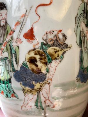 A Chinese famille verte rouleau 'Eight immortals' vase, Kangxi — photo 16