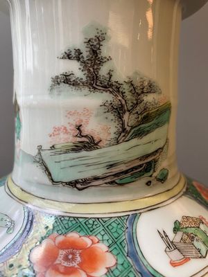 A Chinese famille verte rouleau 'Eight immortals' vase, Kangxi — photo 8