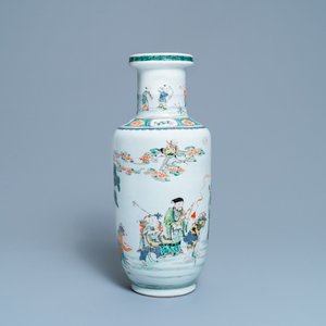 A Chinese famille verte rouleau 'immortals' vase, Kangxi — 照片 1