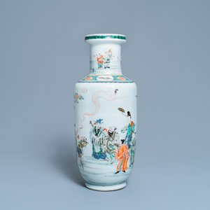 A Chinese famille verte rouleau 'immortals' vase, Kangxi — 照片 2