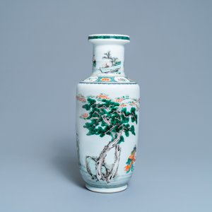 A Chinese famille verte rouleau 'immortals' vase, Kangxi — 照片 3