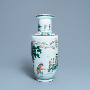 A Chinese famille verte rouleau 'immortals' vase, Kangxi — 照片 4