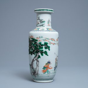A Chinese famille verte rouleau 'immortals' vase, Kangxi — 照片 2