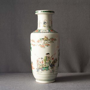 A Chinese famille verte rouleau 'immortals' vase, Kangxi — 照片 7
