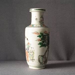 A Chinese famille verte rouleau 'immortals' vase, Kangxi — 照片 9