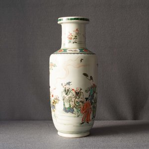 A Chinese famille verte rouleau 'immortals' vase, Kangxi — 照片 10