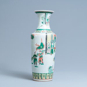 A Chinese famille verte rouleau vase, 19th C. — 照片 2