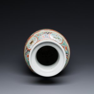 A Chinese famille verte rouleau vase with narrative design, 19th C. — 照片 7