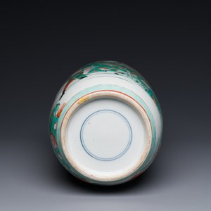 A Chinese famille verte rouleau vase with narrative design, 19th C. — 照片 8