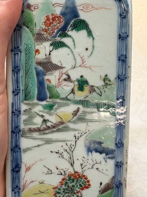 A Chinese famille verte square flask with a silver cover, Kangxi — photo 9