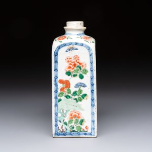 A Chinese famille verte square flask with a silver cover, Kangxi — photo 4