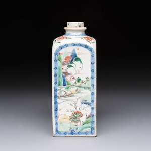 A Chinese famille verte square flask with a silver cover, Kangxi — photo 5