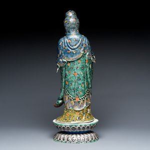 A Chinese famille verte standing Guanyin on a lotus throne — photo 6