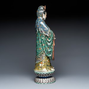A Chinese famille verte standing Guanyin on a lotus throne — photo 7