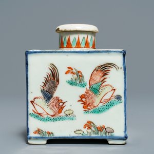 A Chinese famille verte tea caddy, a plate and a famille rose stem cup, Kangxi/Yongzheng — photo 10
