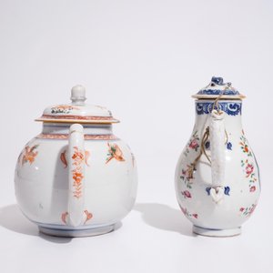 A Chinese famille verte teapot, Kangxi, and a famille rose milk jug, Qianlong — 照片 5