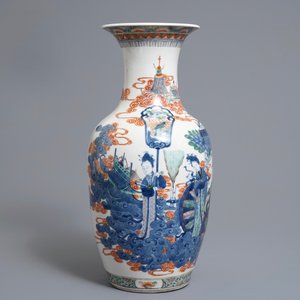 A Chinese famille verte vase and a famille rose bowl, 19th C. — photo 2