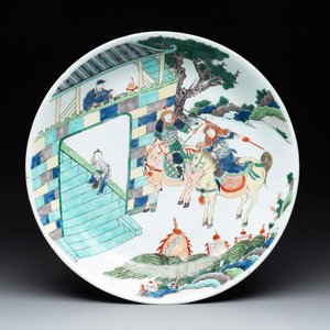 A Chinese famille verte 'warrior' dish, Kangxi — photo 1