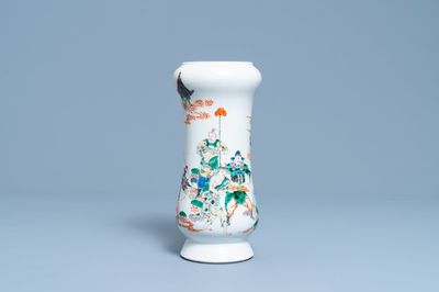 A Chinese famille verte 'warriors' vase, Kangxi mark, 19th C.