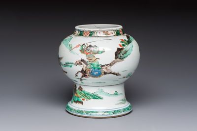 A Chinese famille verte 'Warriors' vase, Kangxi