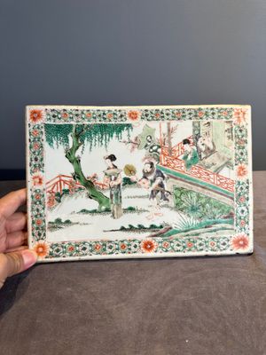 A Chinese famille verte 'Xi Xiang Ji' plaque, Kangxi — photo 1