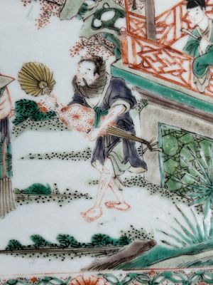 A Chinese famille verte 'Xi Xiang Ji' plaque, Kangxi — photo 3