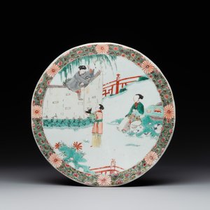 A Chinese famille verte 'Xi Xiang Ji' plaque, Kangxi — photo 1