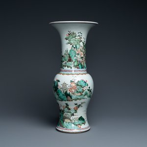 A Chinese famille verte 'yenyen' vase with a landscape, Kangxi — 照片 1
