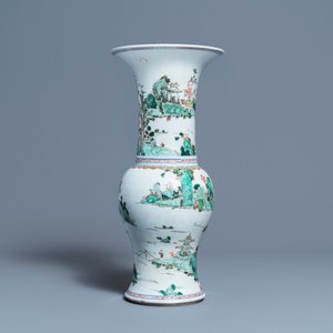 A Chinese famille verte 'yenyen' vase with a landscape, Kangxi — 照片 3