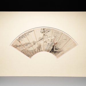 A Chinese fan, ink and colour on paper, signed Zhang Zhiying 張志瀛, 19th C. — 照片 1
