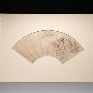A Chinese fan with folk tale, ink and colour on paper, 19th C. — 照片 1
