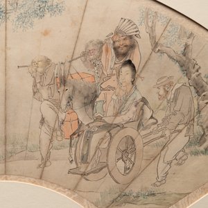A Chinese fan with folk tale, ink and colour on paper, 19th C. — 照片 2