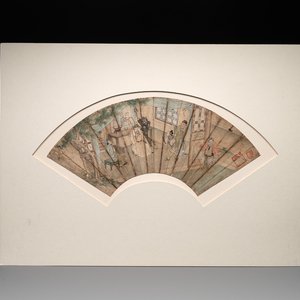 A Chinese fan with folk tale, ink and colour on paper, 19th C. — photo 1