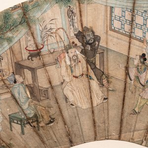 A Chinese fan with folk tale, ink and colour on paper, 19th C. — photo 2