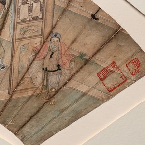 A Chinese fan with folk tale, ink and colour on paper, 19th C. — photo 3