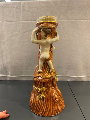 A Chinese faux-bois export porcelain stand with two young boys, Qianlong — 照片 11