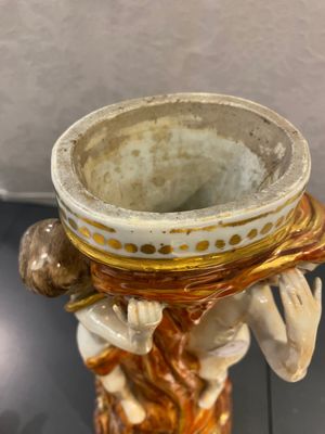A Chinese faux-bois export porcelain stand with two young boys, Qianlong — 照片 14
