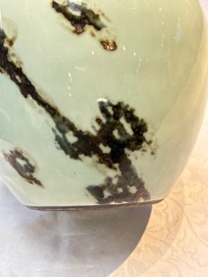 A Chinese 'Faux-Marble' celadon-ground vase with a copper-red-decorated chilong in relief, Qianlong mark and of the period — photo 18
